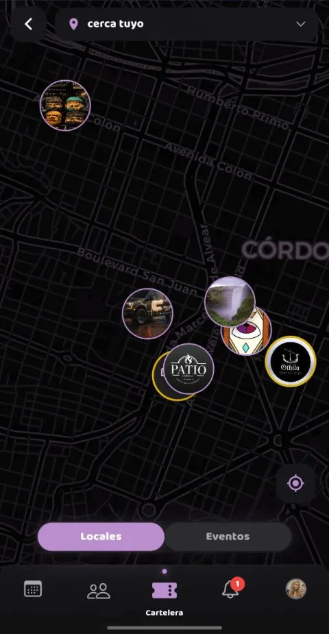 Mapa de Fernecito App con bares, boliches, cafés y restaurantes cerca