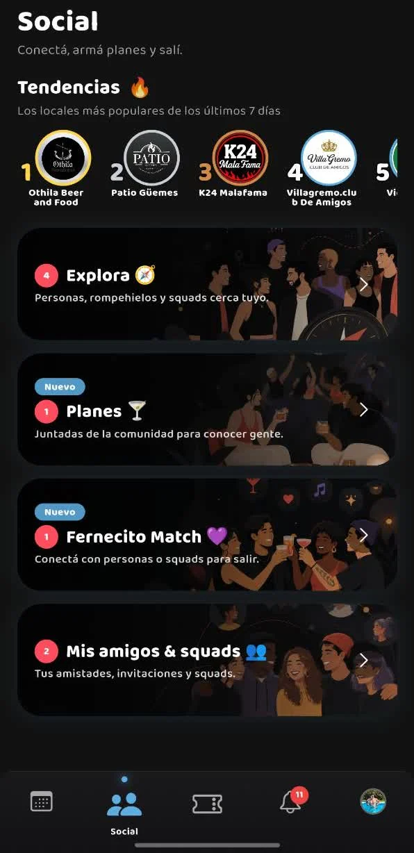 Social de Fernecito App: Explora, Planes, Match y amigos